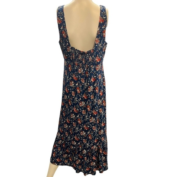 Loft Beach Navy Floral Maxi Dress Size M - Picture 2 of 7